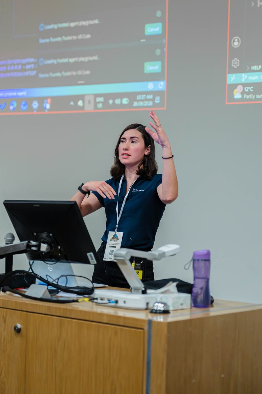 Technology presenter speaking during a technical session